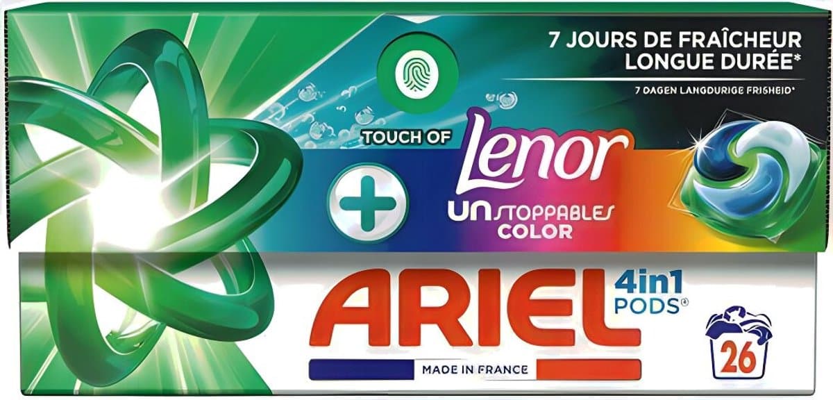 Ariel 4in1 Wasmiddel Pods +Touch Of Lenor Unstoppables Color -26 Wasbeurten — afbeelding 1