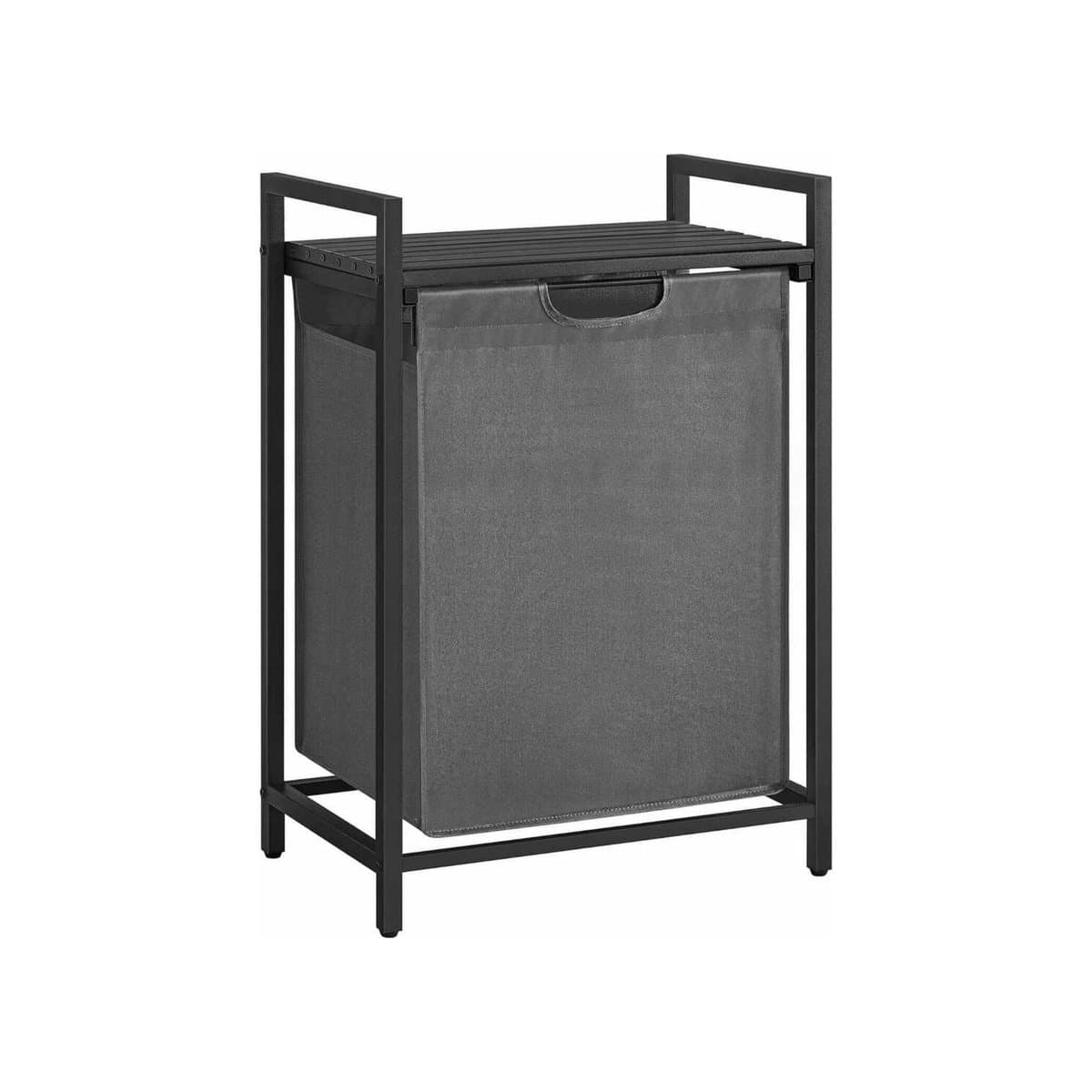 Wasmand, vuilewasmand, met opbergrek en uitschuifbare afneembare waszak, stevig en duurzaam metalen frame, grote capaciteit van 65 liter, geschikt voor wasruimte, slaapkamer en badkamer, 50 x 33 x 72cm, grijs — afbeelding 1