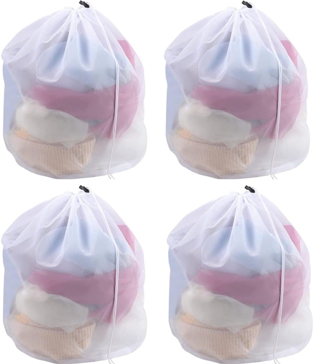 4 stuks wasnetzak met trekkoord, herbruikbare fijnmazige waszak voor in de wasmachine, blouse, ondergoed en sokken, 50x60cm — afbeelding 1