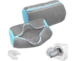 QTTVBTNA -2 Stuks Schoenwaszak voor Wasmachine – Herbruikbare Wastas met Verborgen Rits, Anti-Vervorming & 360° Bescherming – Waszak voor Alle Schoenmaten en -Soorten, Grijs