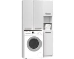 Wasmachine Opbouwmeubel Wit Met Extra Kast — afbeelding 1
