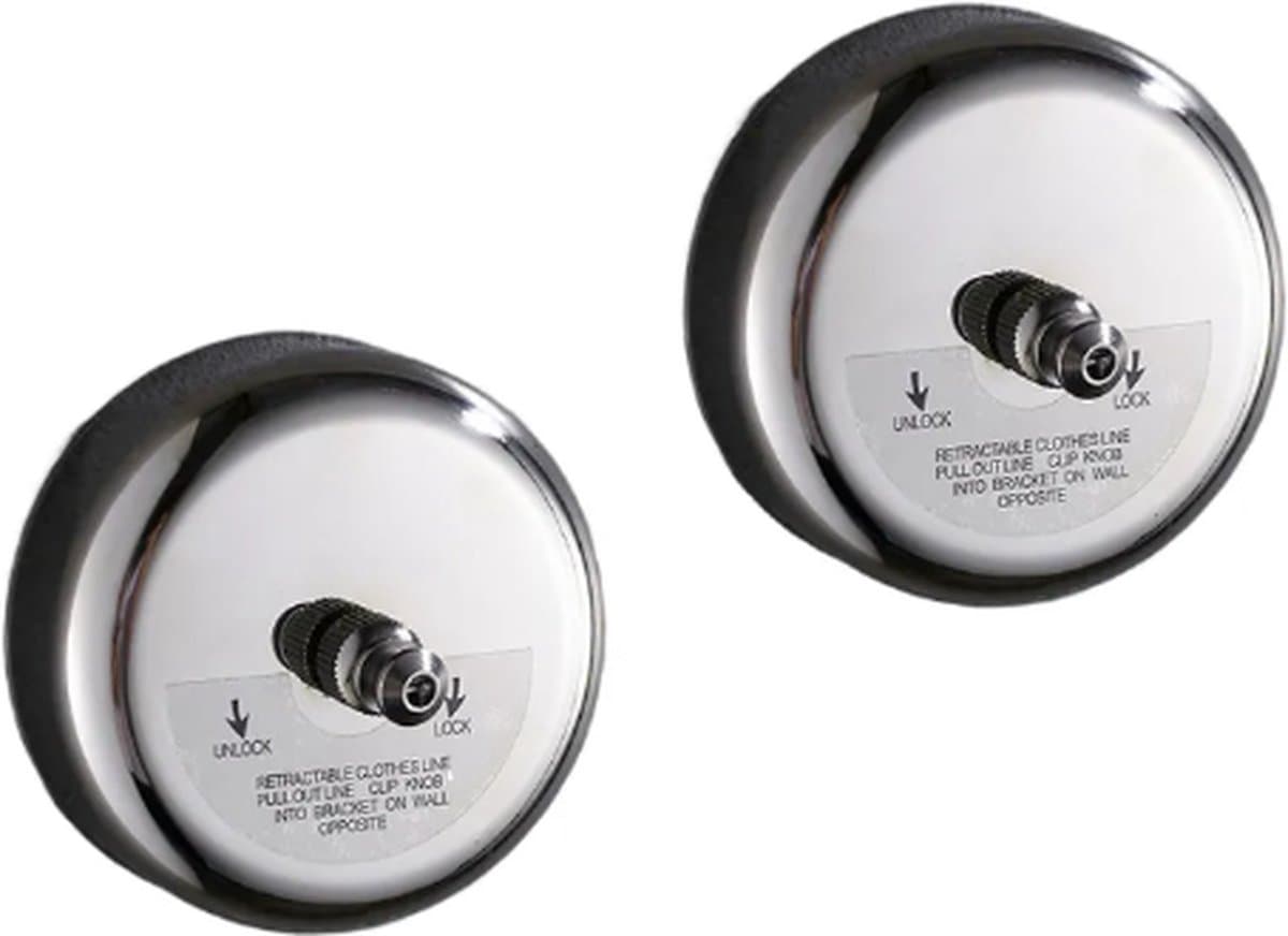 2 stuks - Waslijn Uittrekbaar - Uittrekbare waslijn - Douchekledinglijn - voor buiten en binnen - Droogrek - Wasrek - Wasdraad voor binnen en buiten - 2.8 m - RVS — afbeelding 1