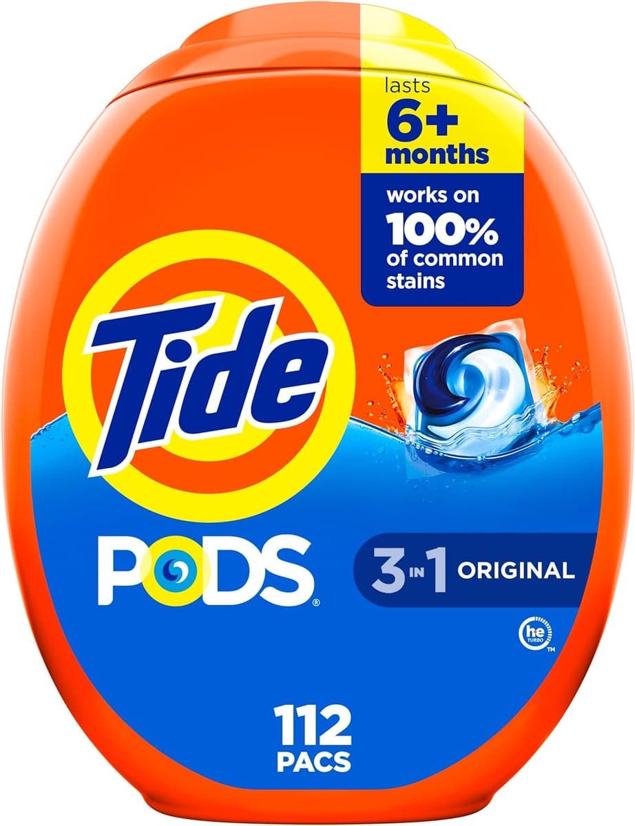 Tide PODS Wasmiddel Caps, Original Scent, 112 Stuks – Krachtige 3-in-1 Reiniging voor Diepe Schoonmaak, Geschikt voor HE & Standaard Wasmachines — afbeelding 1