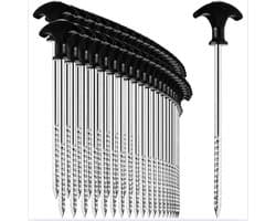 48x steel tent pegs - robust ground pegs with thread for camping and outdoor use - ideal for normal and hard ground with T-handle, approx. 21cm long