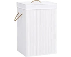 vidaXL - Wasmand - met - 1 - vak - bamboe - wit