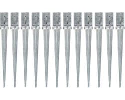 vidaXL - Grondpinnen - 12 - st - 8x8x76 - cm - gegalvaniseerd - staal - zilverkleurig — afbeelding 1