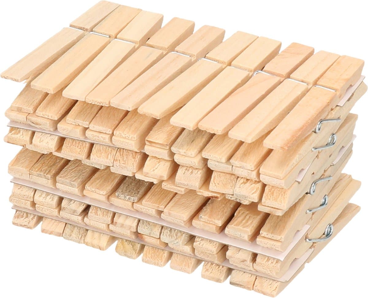 Sorex Wasknijpers - 150x stuks - hout - knijpers - metalen slagveer - was ophangen — afbeelding 1
