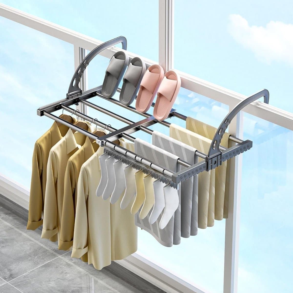 ZRNS® Droogrek Deur - Hangend Wasrek - Handdoekrek Badkamer - Ook voor Balkon of Radiator - Uittrekbaar 38-55 cm — afbeelding 1