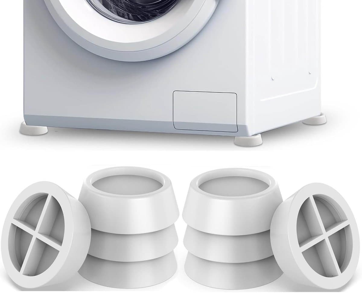 Trillingsdempers Wasmachine/Droogkast - 6 stuks - Trillingsmat - Voetjes wasmachine - Voetjes Droger - Wasmachine Geluidsdempers / Vibratiedempers - Wasmachine demper - Anti Vibratie - Antislip Rubber - Antislipmat - Schokdempers wasmachine - Wit — afbeelding 1