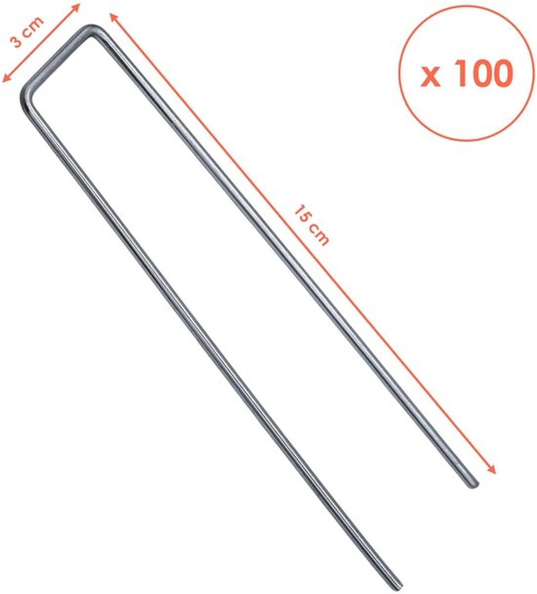 Dailygoods- Grondankers 100 stuks - Metalen bevestigingsankers - 15 cm x 3 cm — afbeelding 1