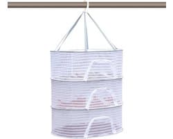 Droogmand Opvouwbaar - Droognet 3 Lagen - Kruiden Drogen - Met Ritsen - 60x40x22cm - Wit