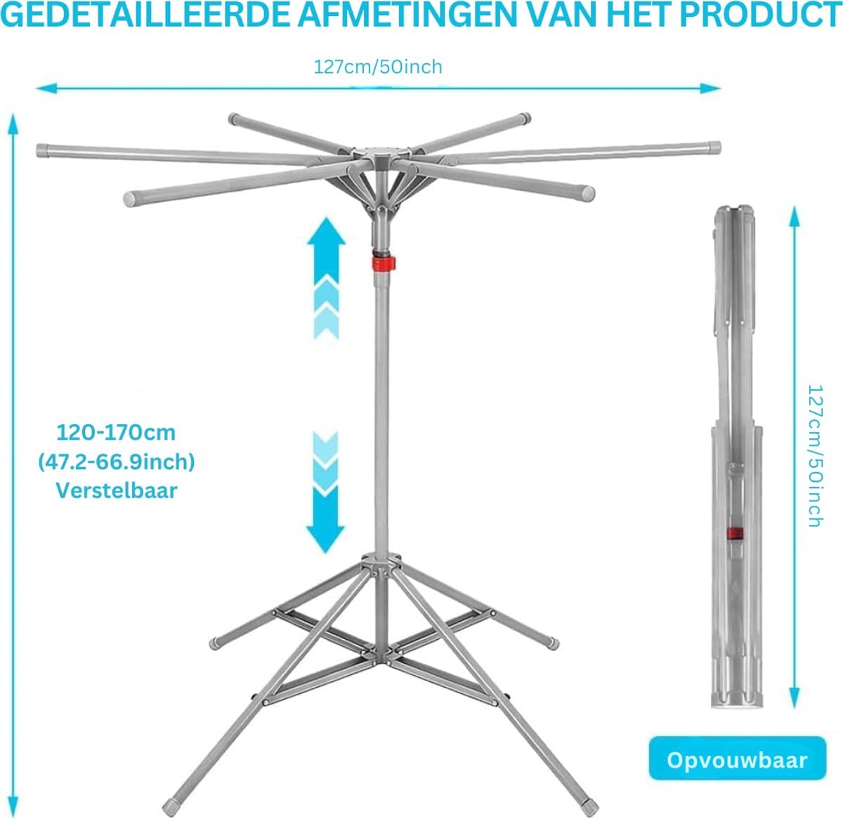 Droogmolen met Voet voor Camping & Thuis - Wasrek Staand - Grijs — afbeelding 1