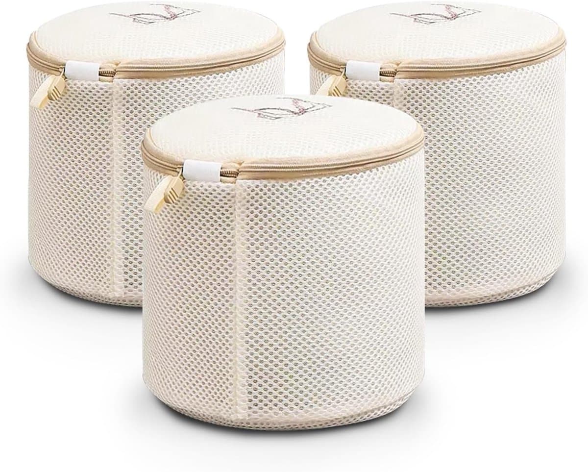 3-pack waszakken voor bh's met premium rits, duurzame en nette netzakken voor het beschermen van bh's, ideaal voor de wasmachine en sokken — afbeelding 1