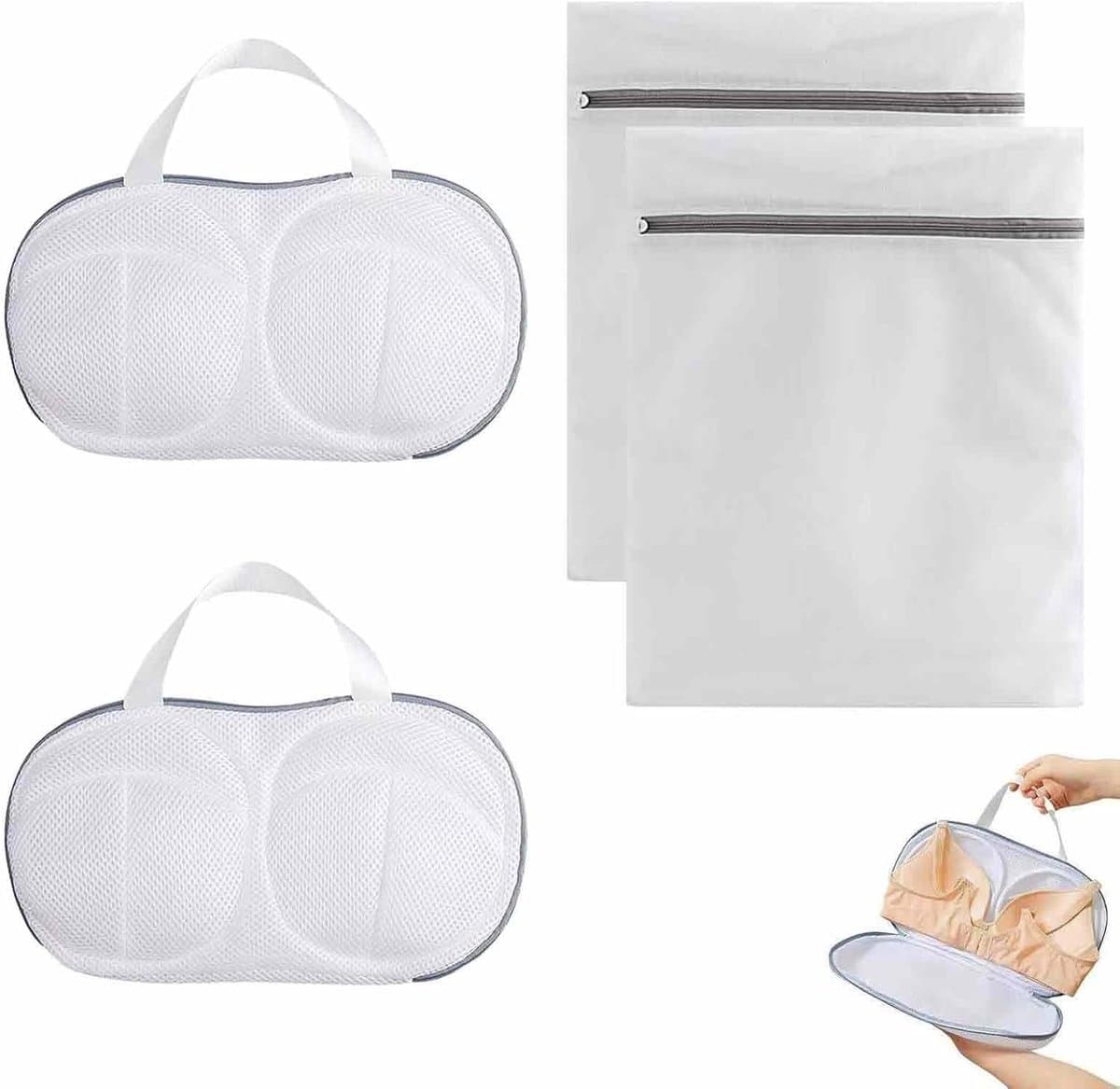 Waszakken Set,2 Bh Waszakken,2 Net Waszakken,Ademend en Duurzaam,Bescherming en Organisatie,Maat: 34.5x20cm en 40x50cm — afbeelding 1