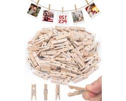 Mini Houten Knijpers - Kleine Wasknijpers - Foto's Ophangen - Natuurlijk Hout - 35 cm - Natuurlijk