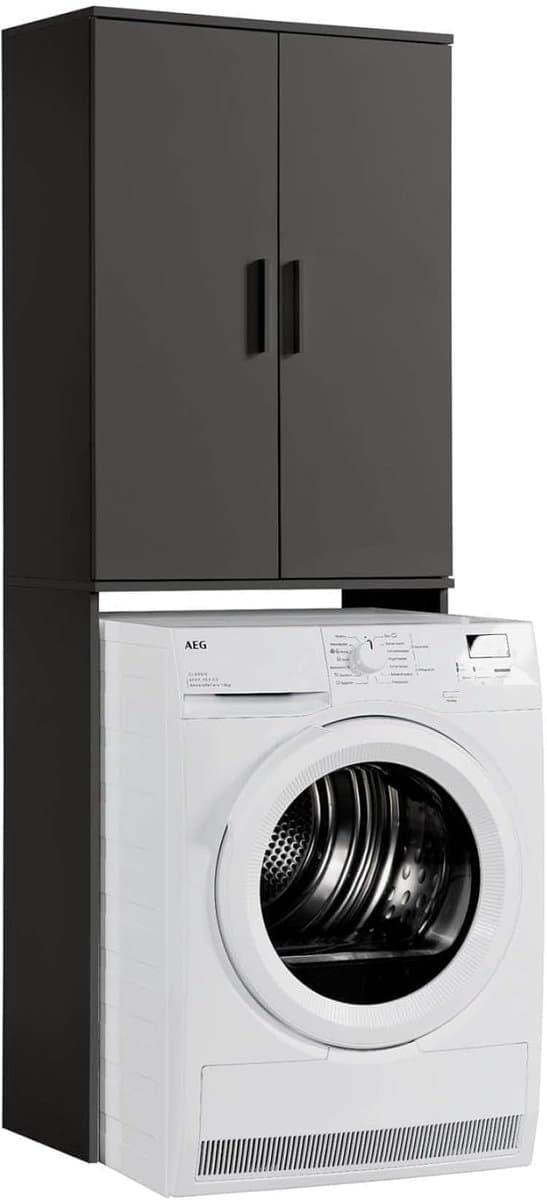 Wasmachinekast - Badkamerkast - Ruimte Besparen - Verstelbare Planken - 180x65x34 cm - Antraciet — afbeelding 1