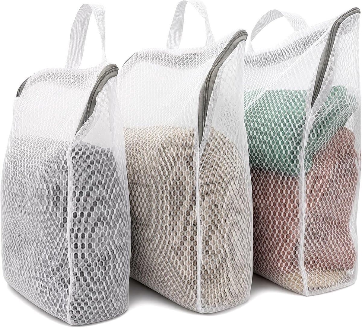 Waszakjes met rits - Waszakjes set - 3D beschermende wasnetten - Fijnmazige waszak voor delicate kleding, BH, ondergoed en reizen - Wit - 3 stuks — afbeelding 1
