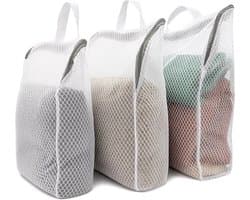Waszakjes met rits - Waszakjes set - 3D beschermende wasnetten - Fijnmazige waszak voor delicate kleding, BH, ondergoed en reizen - Wit - 3 stuks