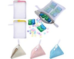 Mini-wasnetjes set van 6, kleine driehoekige netzakken voor delicate was, anti-hechting, opbergtas voor geurparels en wasmachine accessoires