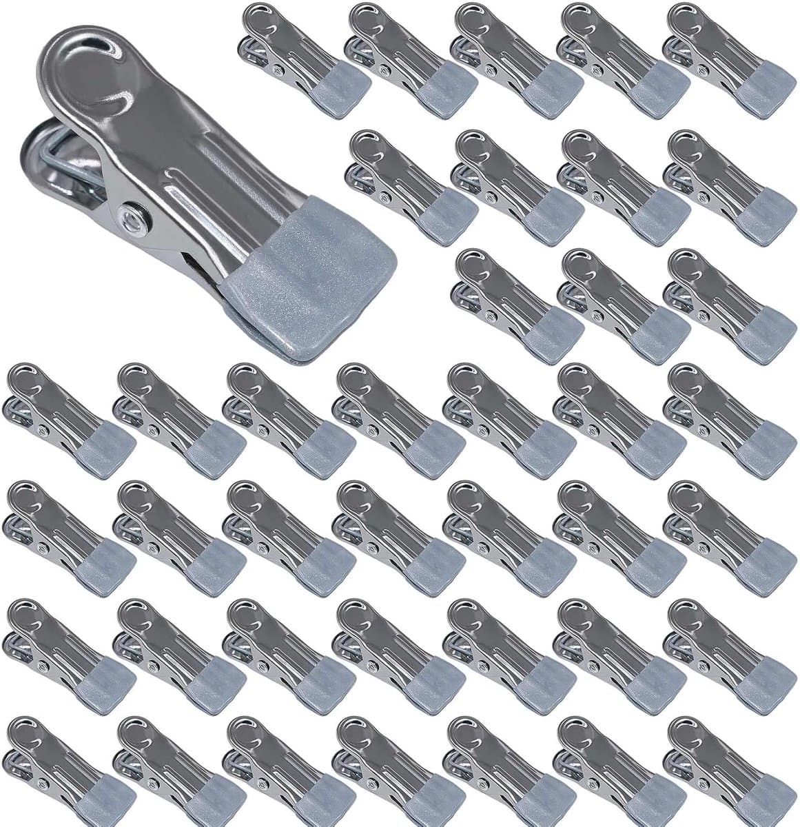 SnelShoppen - 40 Stuks Kledingknijpers RVS, Roestvrijstalen Clips, Duurzame Metalen Wasknijpers voor Kleding, Handdoeken, Sokken, Foto's, Snacks, Seal — afbeelding 1