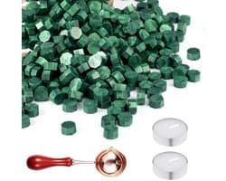 400 Stuks Wasbolletjes voor Verzegelen - Groene Octagonale Wasbolletjes voor Cadeauverpakking, Trouwaankondigingen en Persoonlijke Enveloppen