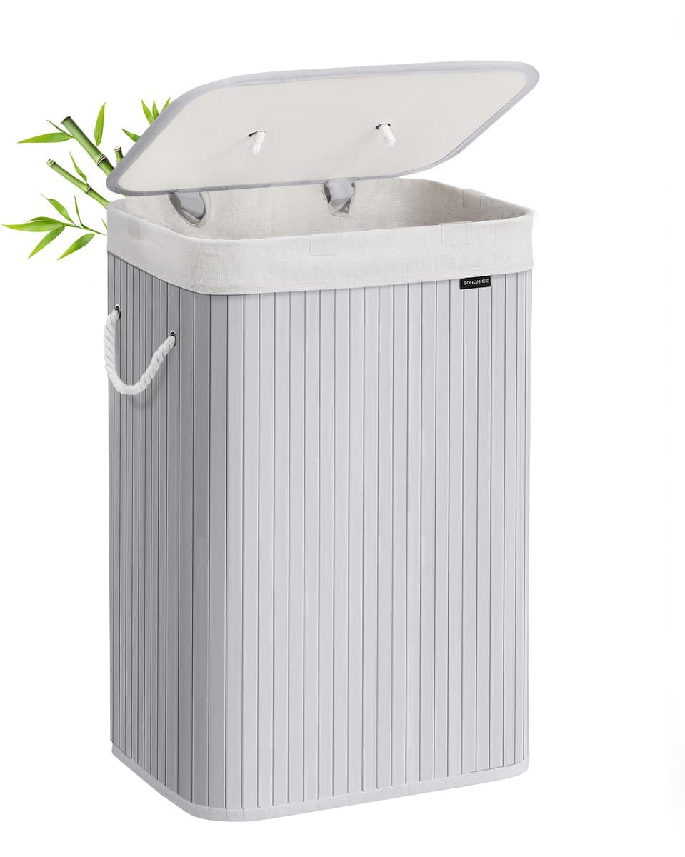 SONGMICS - Wasmand - Met Deksel - 72L Capaciteit - Gemaakt van Bamboe — afbeelding 1