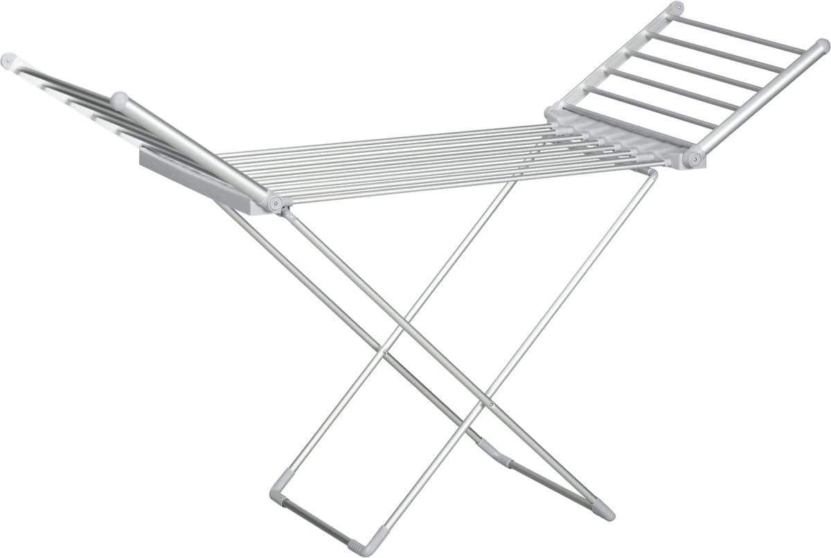 HOMCOM - Elektrisch verwarmd kledingrek - Aluminiumlegering - 144x53x91cm - Zilver — afbeelding 1