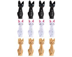 Dailygoods- Kattenklem 12 Stuks - Lichtgewicht - Winddicht - Antislip - Kledingclips - Handdoekclips - Stevige Clips - Wasknijpers