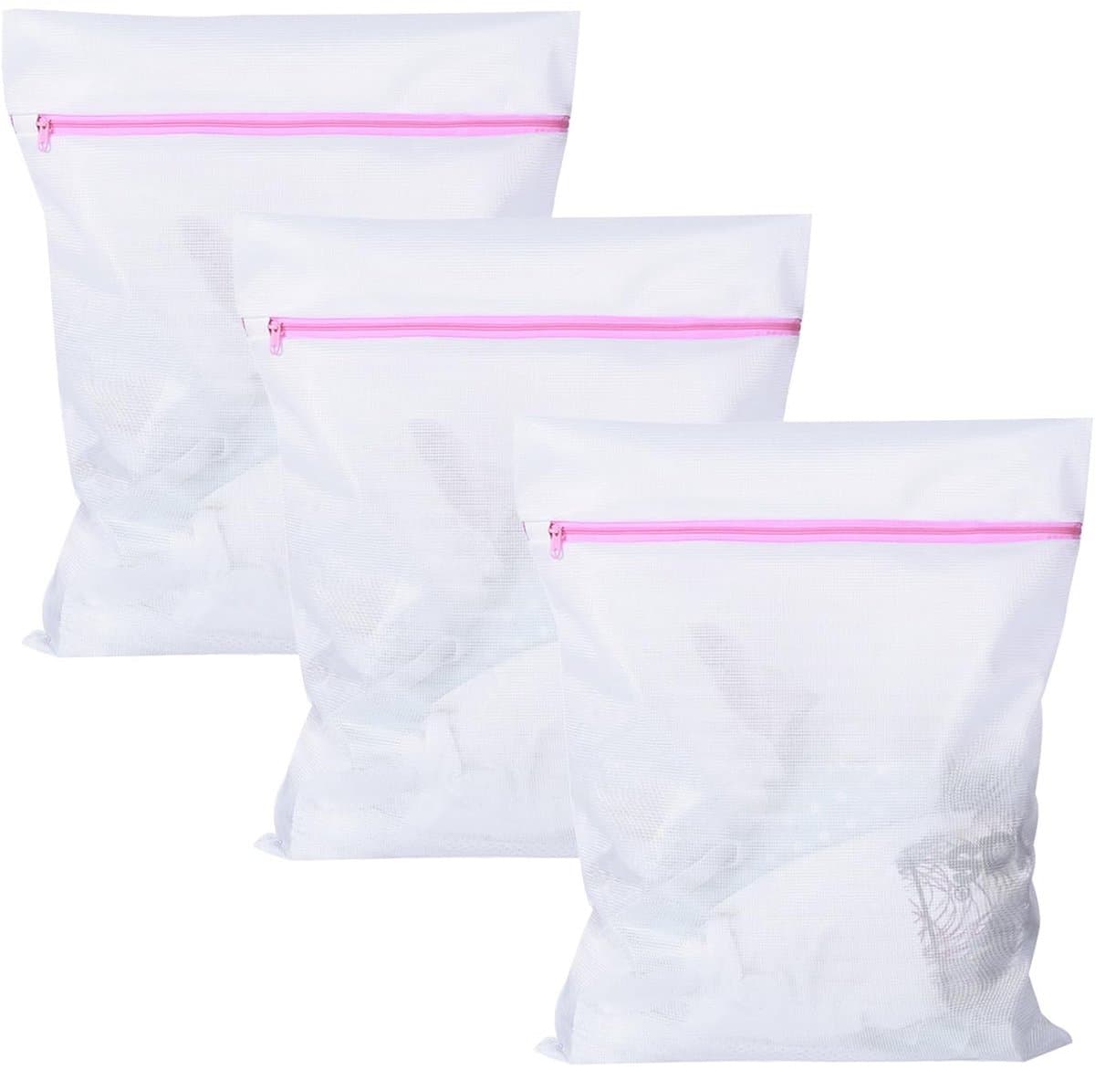 Dailygoods- Wasnetten 3 Stuks - Fijnmazige Waszak - Herbruikbare Netwaszak - Ritssluiting - 50 cm x 60 cm - Beschermt Kleding tegen Schade — afbeelding 1