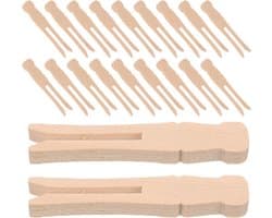 Houten Wasknijpers - Kleine Knijpers - Wasgoed Ophangen - Gladgeschuurd Ontwerp - 25 Stuks - Beige
