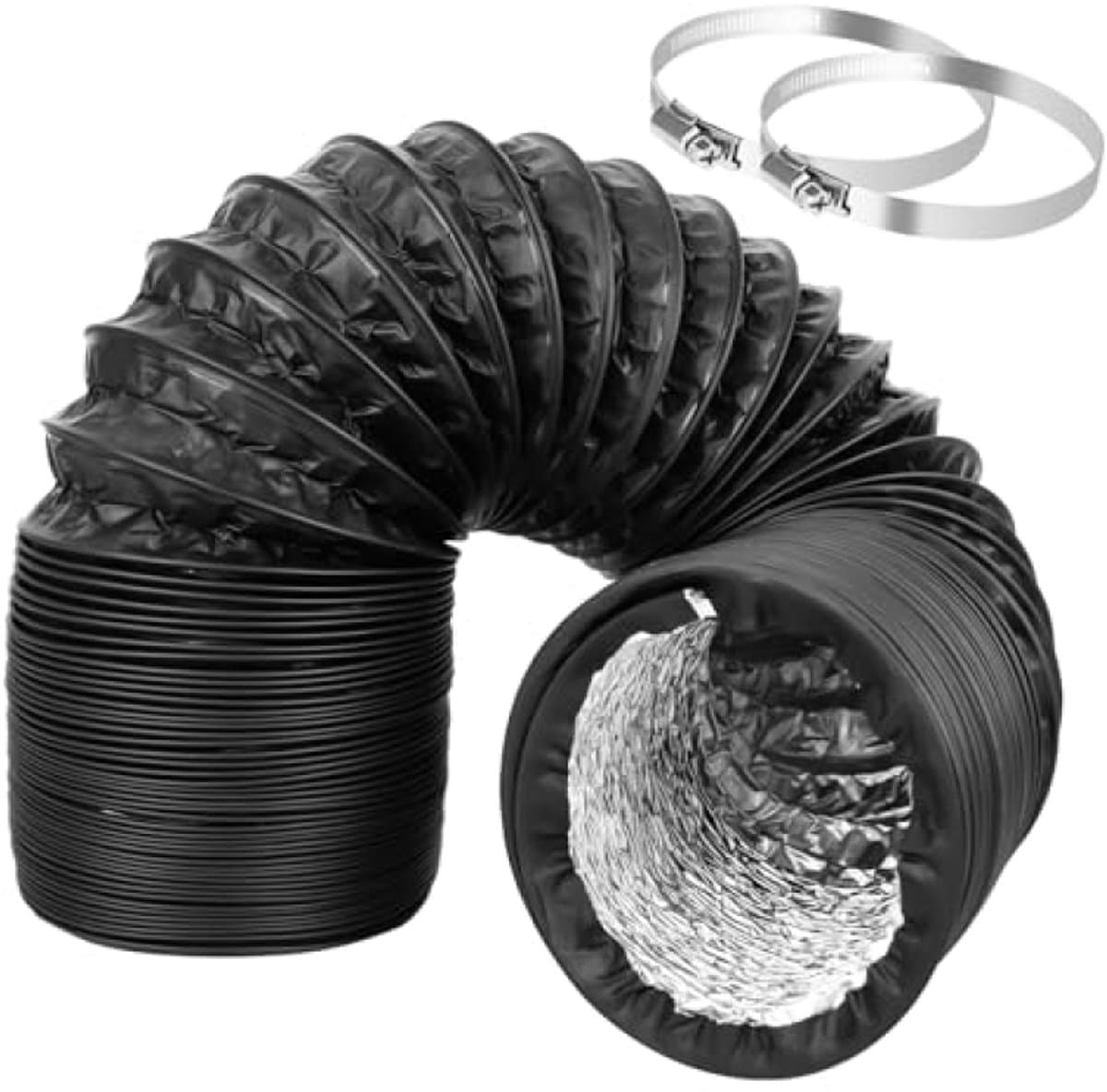 Flexibele Afvoerslang 100 mm x 3 m - Luchtafvoerslang met 2 RVS Slangklemmen voor Airco, Afzuigkap en Wasdroger - PromoHome — afbeelding 1