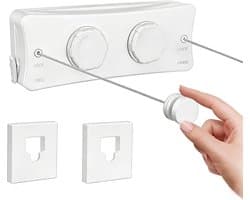 Verstelbare Ingebouwde Waslijn voor Binnen, Dubbele Lijn, RVS, 2 x 5.1 m, Ruimtebesparend en Discreet