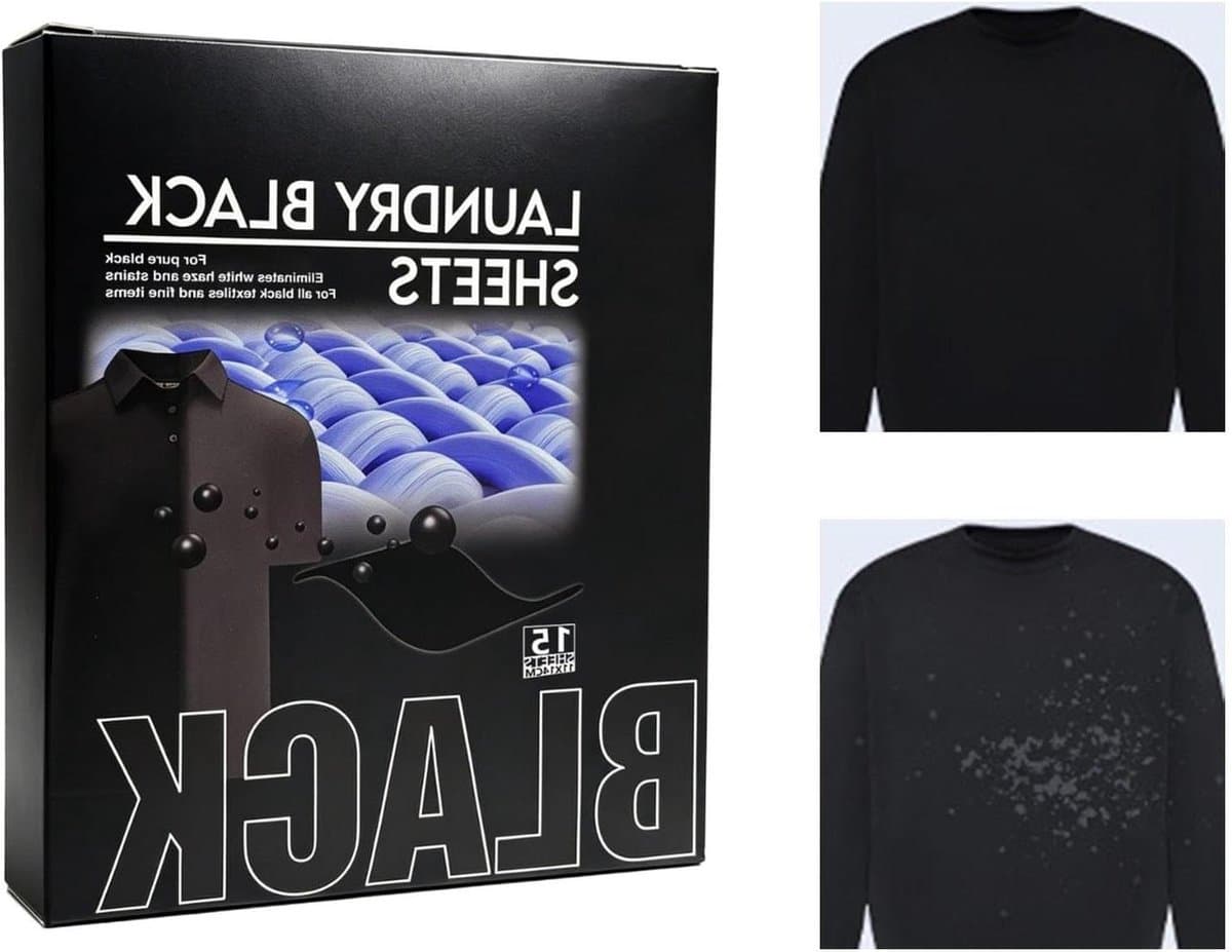 Textielverf Zwart - Kleurherstel Vellen - Kleding Opfrissen - Oplosbaar in Wasmachine - 15 Stuks - Zwart — afbeelding 1
