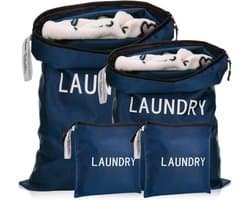 SnelShoppen - 4 Stuks Waszakken voor Reizen, Waterdichte Waszakken voor Vuile Kleding, 3 Maten Natzakken voor Zwemmen, Yoga, Workouts, Opvouwbare Wasz