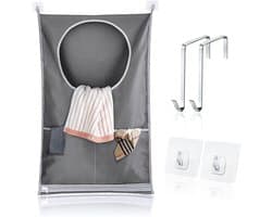 SnelShoppen - Grote Hangende Waszak - 73x48 cm - Wascollectoren voor Deur - Inclusief 2 Zuignappen & 2 Roestvrijstalen Haakjes - Ideaal voor Badkamer,