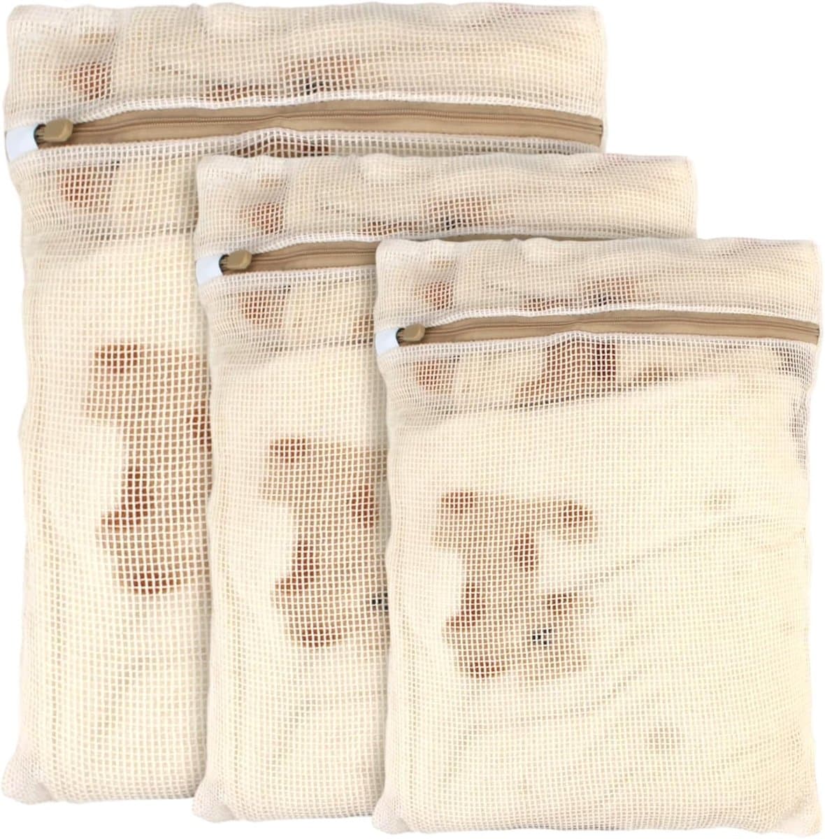 Wasnetjes met ritssluiting - Wit - 30 x 40 cm - Katoenen Waszak voor Delicate Kleding — afbeelding 1