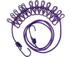 Camping Clothesline-180 cm, Travel Clothesline with Clips, Portable Elastic Clothesline, Extendible, Outdoor Holiday, Clothes Line for Travel, Dormitory, Camping Accessories, with 12 Clothespins