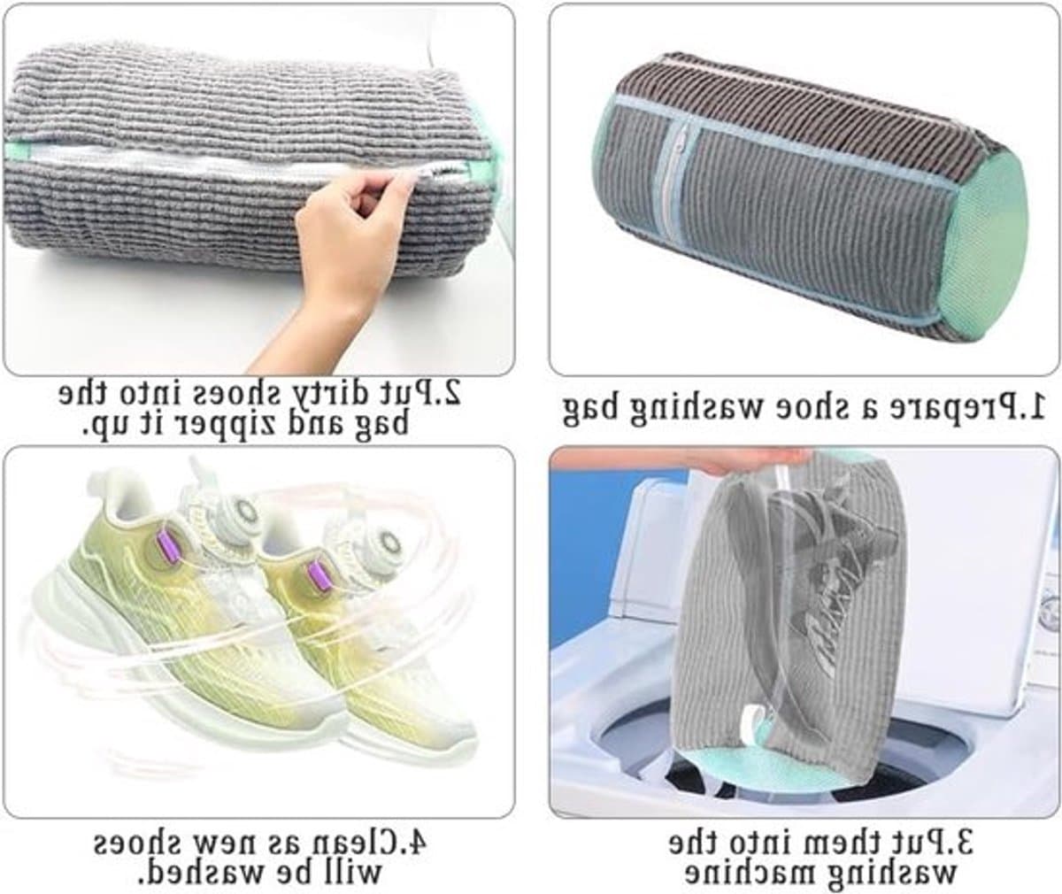 Schoenwaszakken voor de Wasmachine - 2 Stuks, Mesh Waszak voor Sneakers en Sportschoenen, Ideaal voor Canvas en Hardloopschoenen, 39 x 19 cm — afbeelding 1