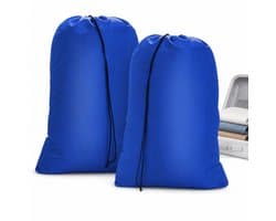 VHV - Waszak Set van 2 - Opvouwbare Waszakken 50 x 60 cm met Trekkoord - Blauw voor Reizen en Studentenkamer