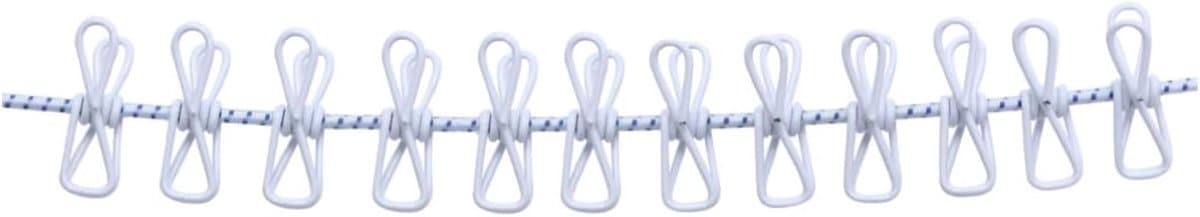 Waslijn met Clips - Drooglijn Kamperen - Kleding Drogen - Elastisch Ontwerp - 180 cm - Wit — afbeelding 1