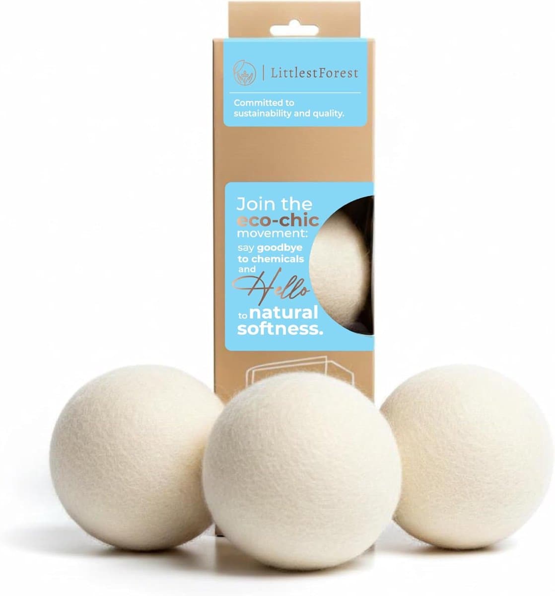 Wasdroger ballen XL - Natuurlijke wol - Vermindert statische lading - Versnelt het drogen - SnelShoppen — afbeelding 1