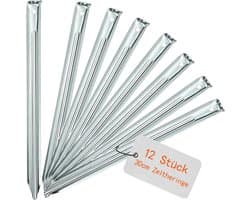 SnelShoppen - Pack van 12 Tentstaken, Grondankers 30 cm, V-profiel, Robuuste Metalen Grondspikes voor Camping, Tuin, Vissen en Avontuur