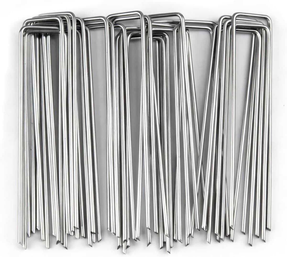 SnelShoppen - Pack van 30 Grondankers, 100 mm Stevige Tentpennen, Galvanized Cramps voor Tuin, Camping, Hek, Vogelbeschermnet, Onkruiddoek, Kippenhek — afbeelding 1