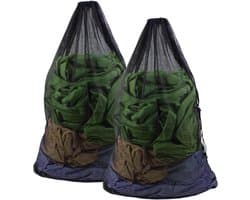 Thijox - 2 stuks wasnet voor wasmachine 60x90cm groot waszak met koordstopper herbruikbaar Laundry Bag wasbeutel voor kleding en dekbedovertrekken (zw