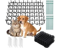 SnelShoppen - 15 Stuks Doornrooster tegen Katten 20x15cm, Kattenwering Mat met U Vormige Grondankers, Dierbarrière Kattenafweer Rooster met Spikes voo