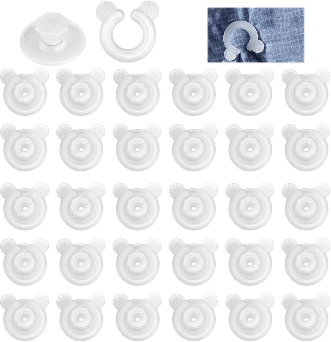 Dekbedclips Naaldloos - 30 Stuks - Transparant - Anti-slip Beddengoed Klemmen - Lakenhouder - Dekbedovertrek Fixatie - Matrasclip - Gordijnklem - Wit — afbeelding 1