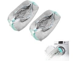 Waszakken voor schoenen, waszak, schoenen, wasmachine, herbruikbaar, net, wasmachine, schoenen, beschermt schoenen, schoenenreiniger, tas voor alle soorten schoenen (2 stuks, grijs)
