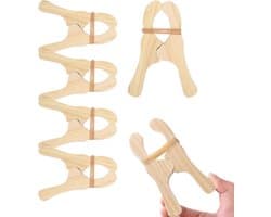 Houten Wasknijpers - Kledingknijpers Hout - Wasgoed Ophangen - Robuust Splintervrij Ontwerp - 6 stuks - Natuurlijk Hout