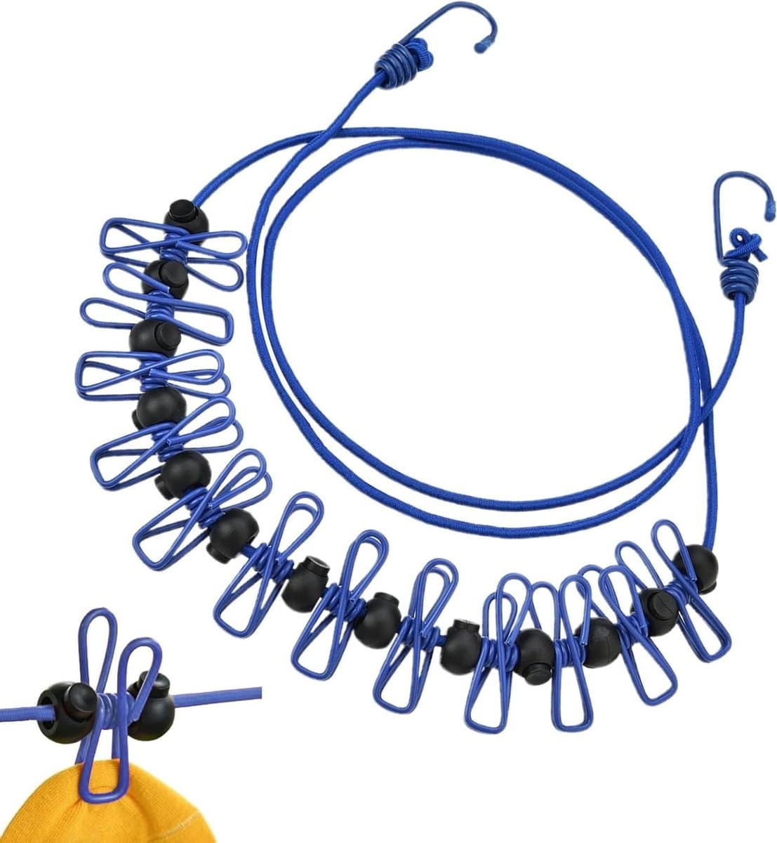 Waslijn met Clips - Reis Waslijn Outdoor Waslijn - Kleding Drogen - Winddicht Ontwerp - 3.7 Meter - Blauw — afbeelding 1