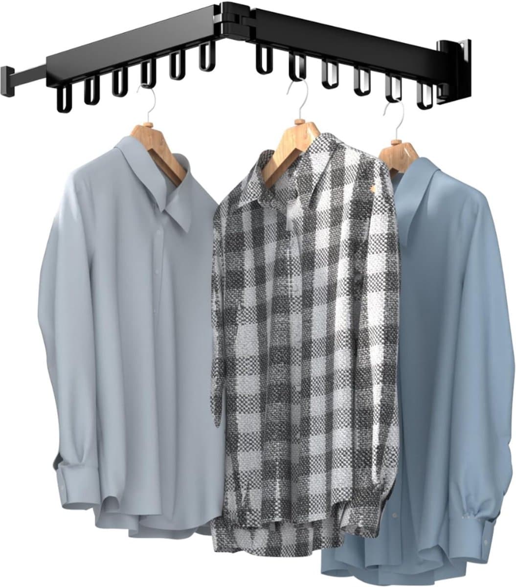 ZRNS® Wasrek Hangend - Droogrek - Voor Deur Radiator of Balkon - Inklapbaar - Zwart — afbeelding 1